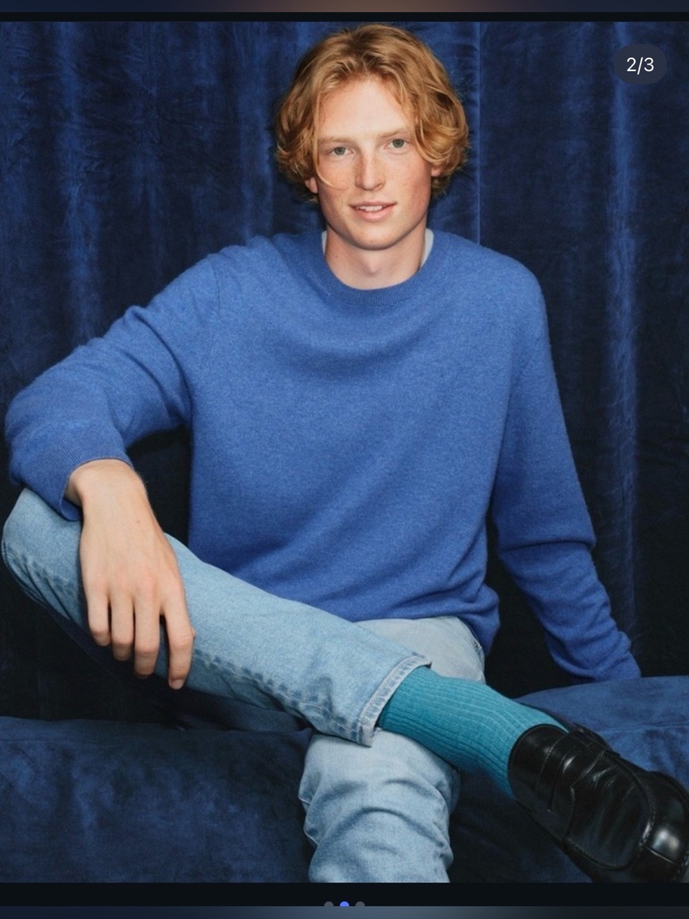 Uniqlo 100% Cashmere Crewneck Sweater Men’s in Blue , Medium